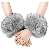 RainFlowwer Faux Fur Wrist Cuffs, Winter Short Furry Arm Warmer Fluffy Wirstband Ankle Warmer