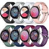 Maledan 8 Pack Band Compatible with Samsung Watch 7 6 5 4 40mm 44mm Bands, Galaxy Watch 5 Pro 45mm/Galaxy Watch 4 6 Classic 42mm 46mm 43mm 47mm/Watch 3, 20mm Soft Silicone Accessories Women Men, Small