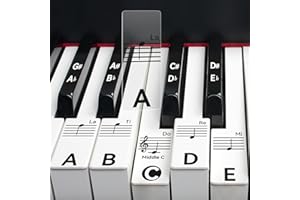 runzoos 2 Sheets Piano Key Stickers for 88/76/61/54/49 Keys, Removable Piano Stickers for Beginners, Piano Keyboard Stickers for Kids, Keyboard Stickers for Piano Keys, Piano Key Labels Notes (Black)