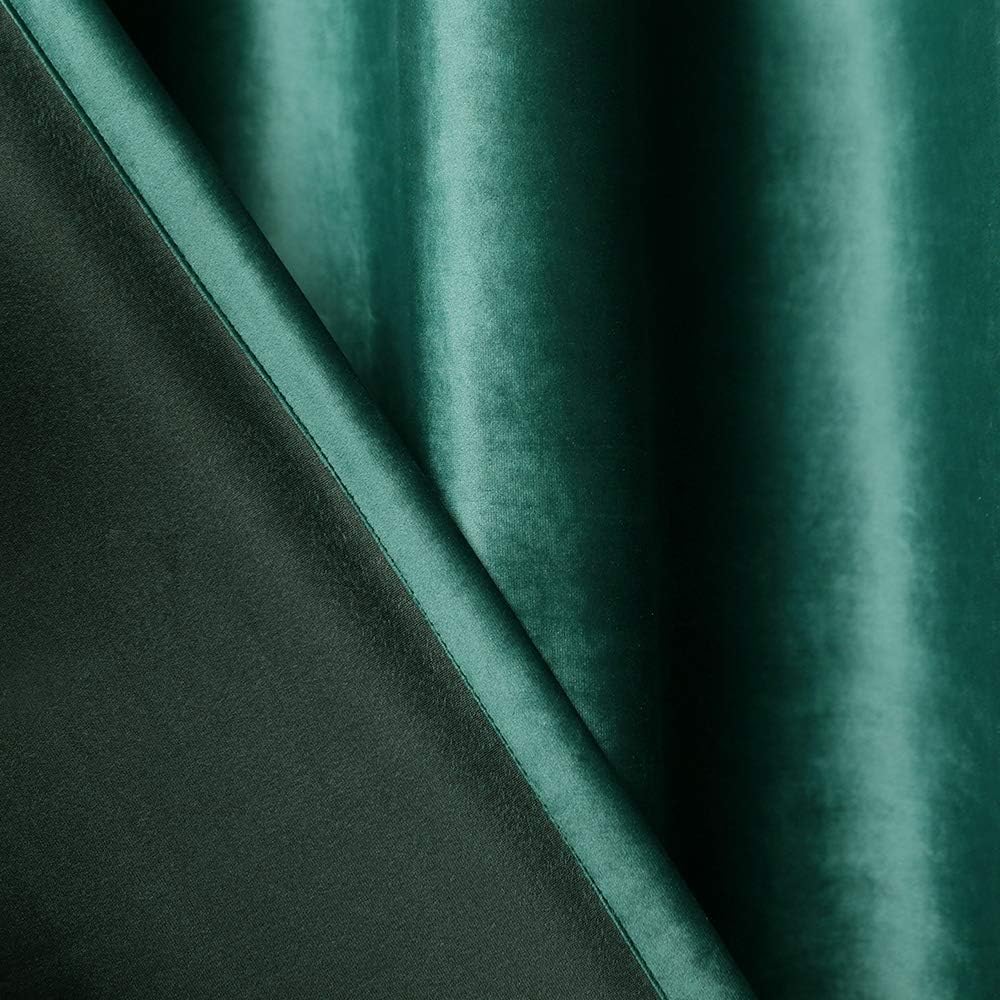 MIULEE Dark Green Velvet Curtains for Bedroom 2 Panel Set 96 Inch Drop Curtains - Image 5