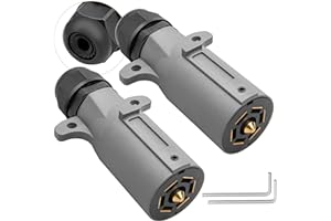 Oyviny RV 7 Pin Trailer Plug with IP68 Waterproof Seal 2PCS, Detachable 7 Way Round RV-Style Trailer Side Connector 7 Point Trailer Wiring Plug