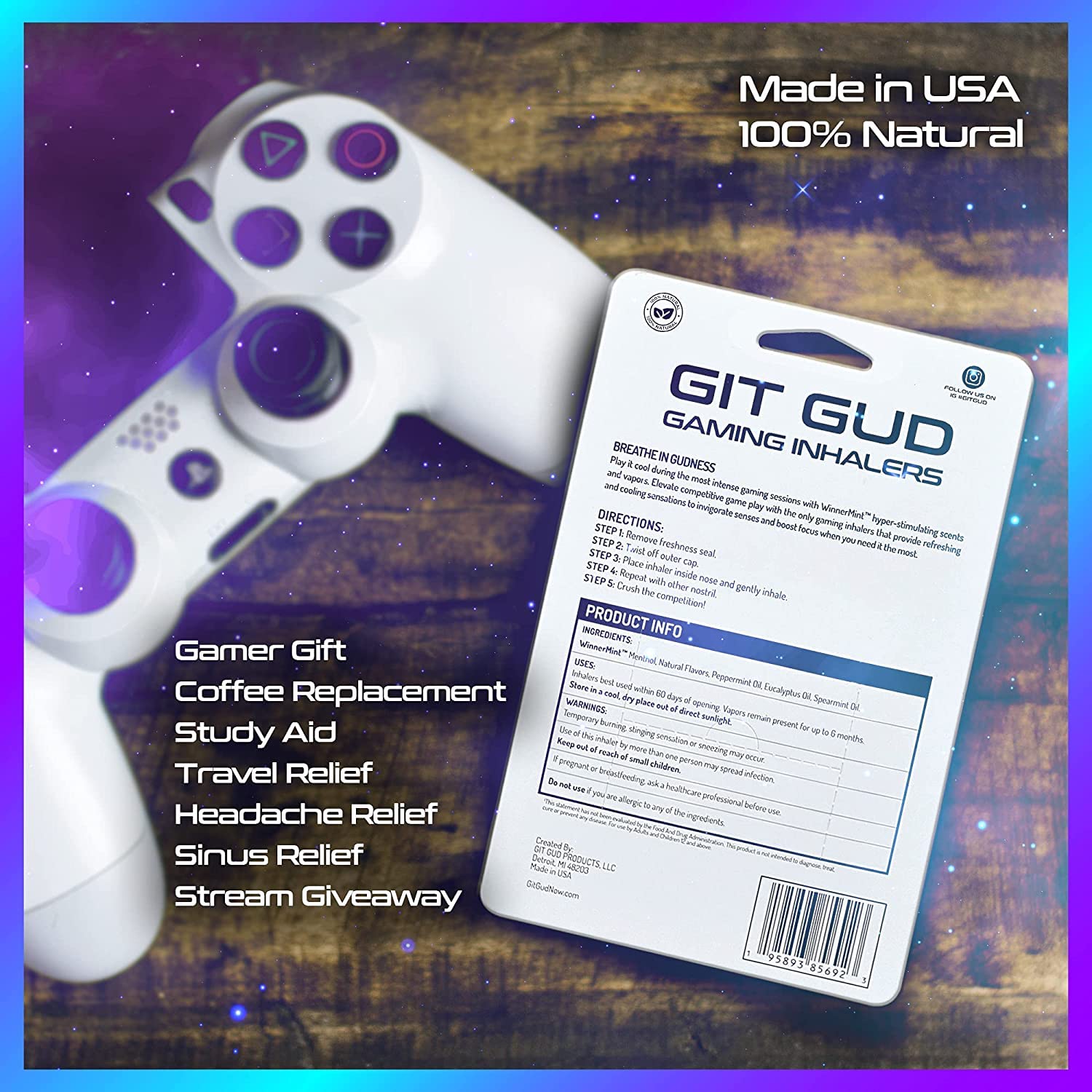GIT GUD Elite Nasal Inhaler Stick 4-Pack | Energy, and Focus for Instant Wake Up | Stimulating Scent, Vapors | Powerful Nose Aromatherapy with Mint Essential Oil | OP Kiwi (4 Pack)