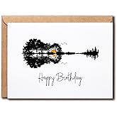 LKSDesigns Forest Guitar Card - Happy Birthday Guitar Card - Modern Music Greeting Card