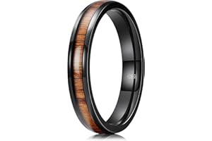 THREE KEYS JEWELRY 4mm 6mm 8mm Titanium Ring Santos Rosewood Wood Inlay for Men Women Engagement Ring Wedding Band
