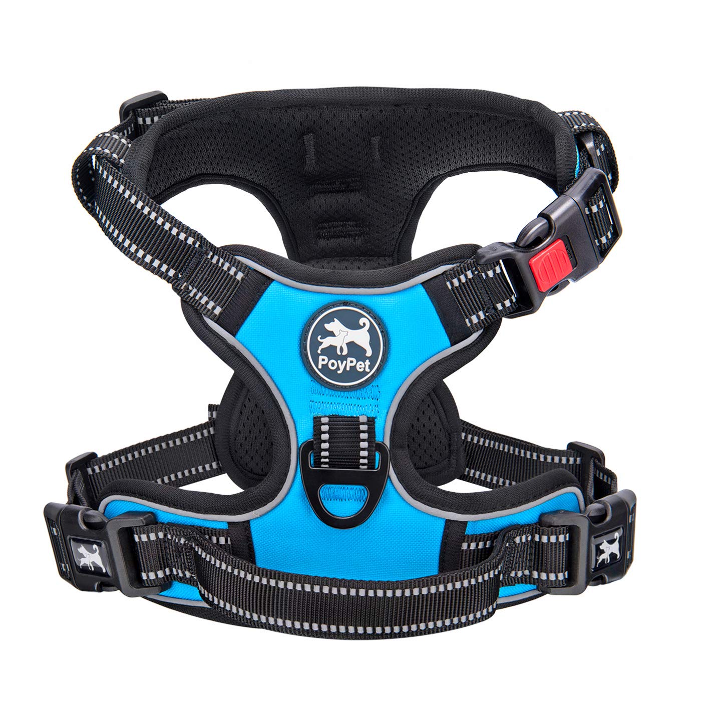 Photo 1 of PoyPet No Pull Dog Harness, No Choke Front Lead Dog Reflective Harness, Adjustable Soft Padded Pet Vest with Easy Control Handle for Small to Large Dogs(Blue,XS)