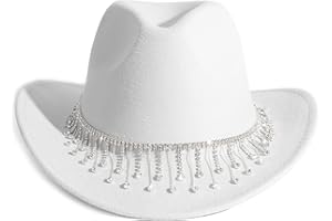HUDANHUWEI Shiny Rhinestone Cowgirl Hat Bling Wide Brim Cowboy Hat Party