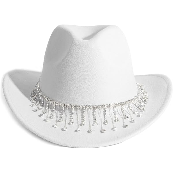 MTKCM White Cowgirl Cowboy Hat Wide Brim Bling Rhinestone  display picture 2