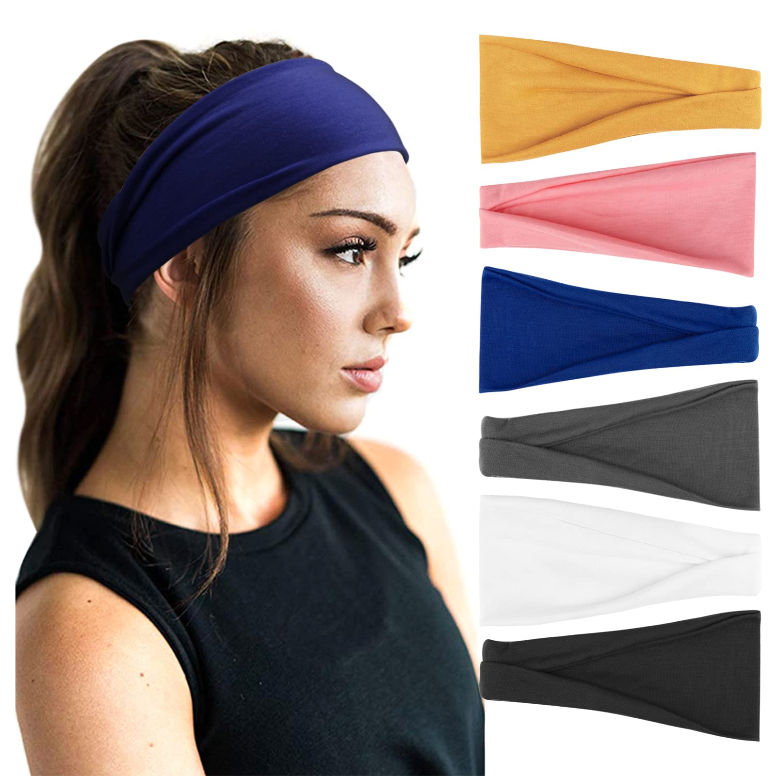 DRESHOW 6 Pack Headbands for Women Vintage Boho Head Wrap Elastic Hair Bands Cute Hair Accessories — image 1