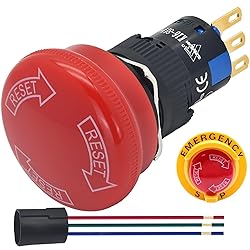 Emergency Stop Push Button Switch 16mm 5/8inch Red