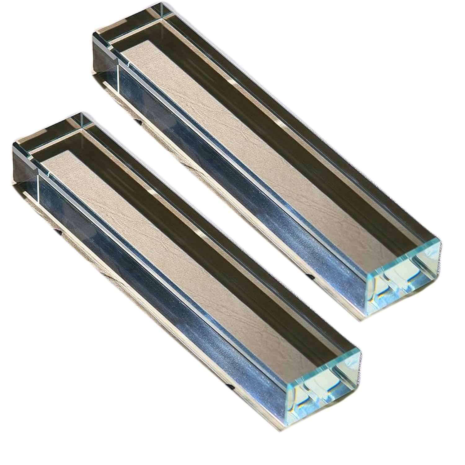 Photo 1 of ?vskikris Glass Paperweight - 2 Pcs Clear K9 Glass Blocks for Office Desk & Books (5.9"x1.2"x0.8") - Modern Home Decor Crafts & Gifts Set with Transparent Glass Tiles