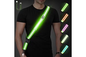 Fitense LED Reflective Belt Sash - 5 Lights Colors & 3 Light Modes High Visibility Night Safety Belt, Rechargeable Light Up Running Gear Adjustable Vest Straps for Runners Walkers Men Women
