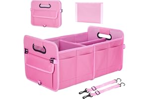 titiyiof Trunk Organizer SUV, Car Storage Organizer Trunk, Car Organizer, Car Accessories for Women/Men, Adjustable Straps to Avoid Slide, 70L Capacity, Sturdy, Waterproof, Collapse Easily, Pink
