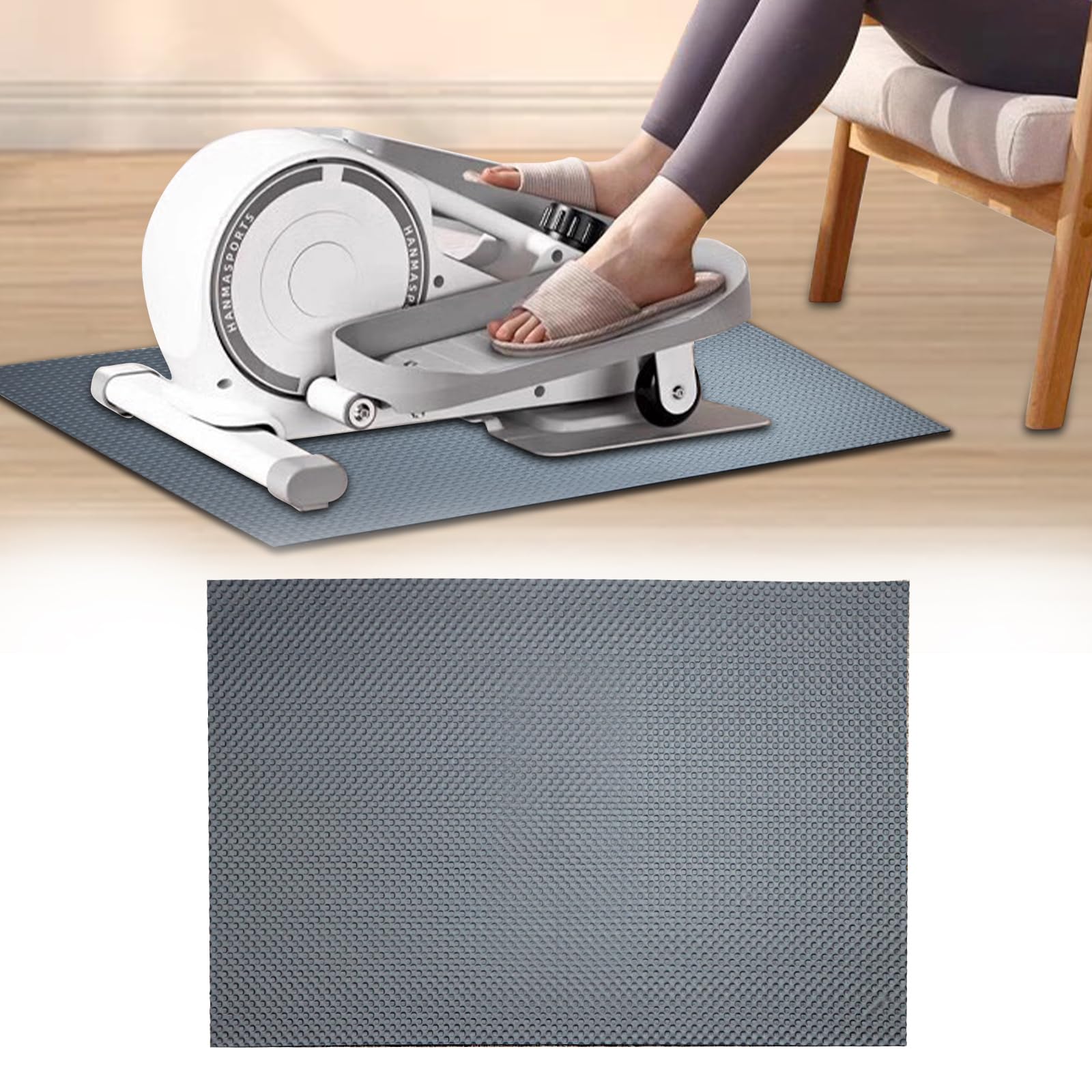 thumbnail interactive-video image 1 of Non-slip Exercise Mat Elliptical Machine Mat - 24x15 Inch Non-Slip Rubber Mat For Under Desk Ellipticals Elliptical Exercise Mat 1 of 14