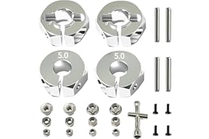 Fraizoe RC Aluminum 12mm Hex Wheel Hub 4Pcs w/Axle Pin M4 Flange Lock Nut Standard M3 M4 Nut 5mm Thickness Wheel Drive Adapter for 1/10 Traxxas HSP Redcat Rc4wd Tamiya Axial SCX10 WLtoy RC Car(25Pcs)
