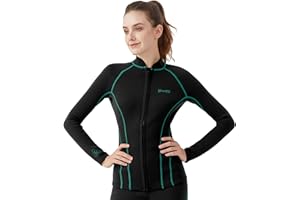 GoldFin Wetsuit Top Women, Womens 2mm Wetsuits Neoprene Long Sleeve Jacket Keep Warm for Water Aerobics Swim Dive Surf