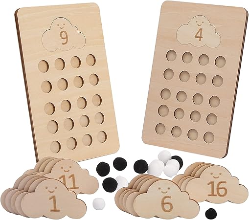 Amazon Promise Babe 数字 ゲーム 知育玩具 おもちゃ 赤ちゃん 雲の数字板 天然木製 学習玩具 赤ちゃん 幼児 1歳 2歳 集中力 数字認識 指先訓練 出産祝い 誕生日プレゼント すうじ 図形 計算 おもちゃ