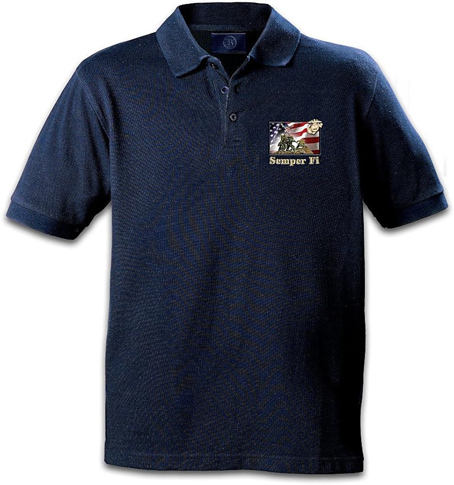 The Bradford Exchange United States Marine Corps Semper Fi Polo Shirt Blue at Amazon Menâs 