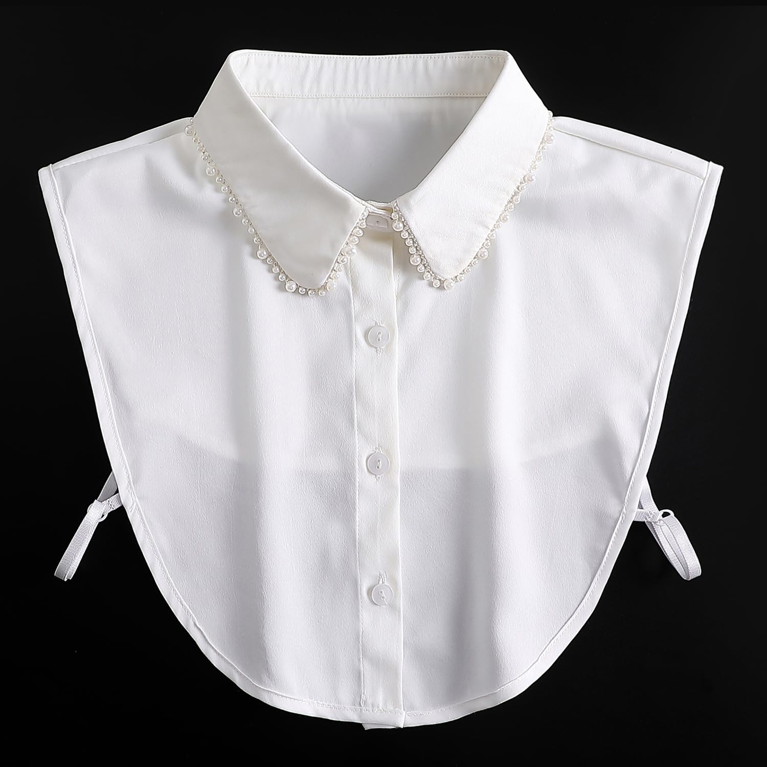 Joyci Woman Decorate Pearl Half Shirt Pure Color False Collar Detachable Faux Collar Dickey (AP01)