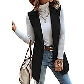 IDEALSANXUN Womens Wool Vest Fall Winter Long Sleeveless Blazer Jackets Cardigan