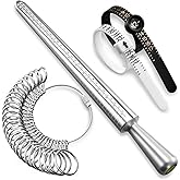 Meowoo Ring Sizer Measuring Tool Set | Ring Gauges with Finger Sizer Mandrel, Ring Sizer Tools for Jewelry Sizing Measuring,4 pcs, Silvery