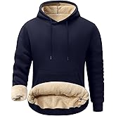 Kissonic Men's Fleece Hoodie Pullover Long Sleeve Sherpa Lined Warm Hooded Sweatshirt