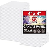 ESRICH Mini Canvases for Painting, 4x4In Canvas in Bulk 72 Pack Small Canvas Panels Cotton Paint Canvas Primed Acid Free Blank Canvas Boards for Oil,Watercolor,Acrylic,Gouache & Tempera