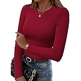 Zeagoo Women Long Sleeve T Shirts Crewneck Slim Fit Tops Going Out Fall Fashion Basic Tee