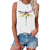 IRISGOD Womens Tank Tops Loose Fit Summer Cute Graphic Sleeveless Shirts Workout Basic Tunic