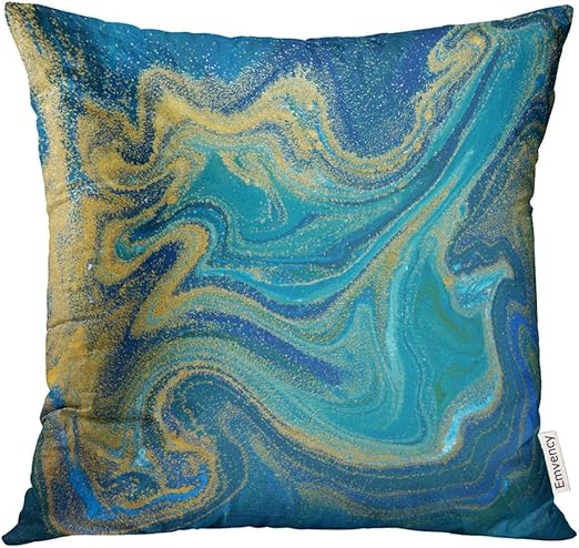 Amazon Com Emvency Throw Pillow Cover Paint Blue Green And Gold