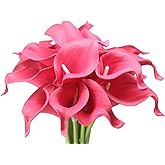 ALIERSA 20 Heads Mini Calla Lily Artificial Flowers Real Touch Bouquets for Bridal Wedding Shower Home Decor Party Centerpieces Decoration (20, hot Pink)