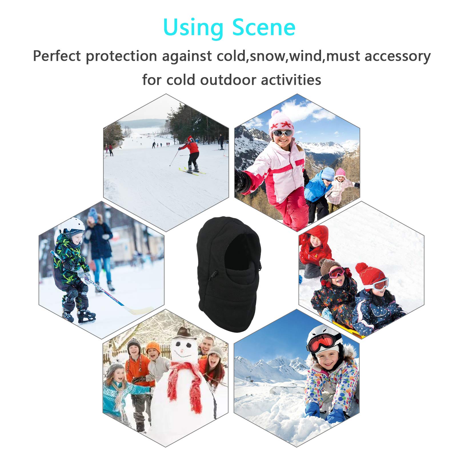 Metable Kids Balaclavas Hat Windproof Face Mask Cover Cap Neck Warmer for Outdoor Sport Ski Snowboarding Cycling (Black)