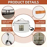 Yugada Round Hat Storage Box 18in White Felt Foldable Travel Organizer Bin view 4