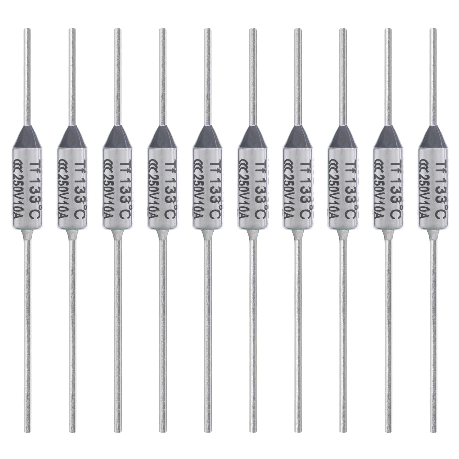 ALLECIN 10PCS Thermal Fuse 133 Degrees Celsius 10A 250V AEC133E Temperature Fuses Cutoffs 10Amp 250Volt 133℃ Fusible