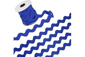 M METERXITY 1-Roll Rick Rack Trim, 10 Yard 20mm / 0.8 Inch Wave Bending Fringe Trimming Ribbon for Sewing/DIY Crafts/Clothes/Decoration, Polyester RIC Rac Trim [Blue]