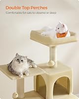 Feandrea Cat Tree Tower 143 cm Multi-Level Plush Condo Beige PCT161M01 view 4