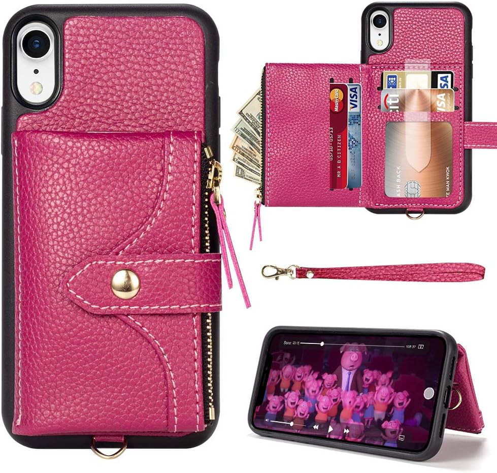 LAMEEKU Wallet Case Compatible with iPhone XR, Card Holder