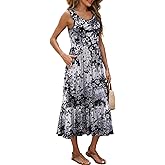 BELAROI Womens Plus Size Maxi Dresses Summer T Shirt Dress Casual Scoop Neck Short Sleeve Long Dress Loose Pockets Split