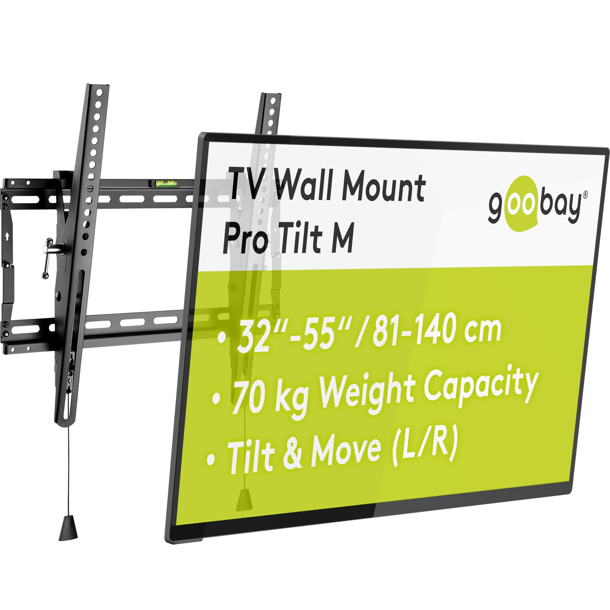 goobay TV Wall Mount Tilt 32-55 Inch VESA 400x400 Up to 70 kg Click System - Pro TILT M - 49909