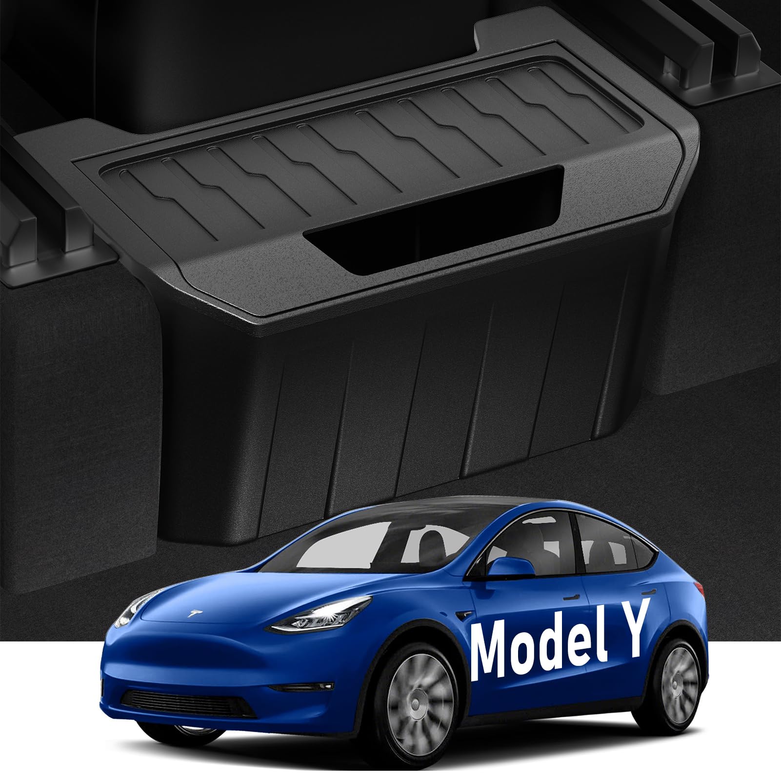 Photo 1 of 2025 Upgrade Rear Center Console Organizer for Tesla 2020-2025 Model Y Accessories, Snap-In Stable Installation, Backseat Storage Box Under Seat Storage Tray Garbage Can Bin (Not Fit New Model Y)