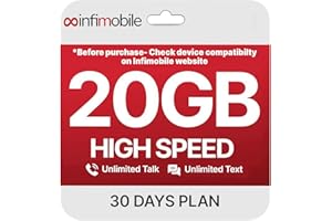 INFIMOBILE Prepaid Unlimited Plan: 1 Month | 20GB High-Speed Data Per Month | Unlimited Data Talk & Text | Prepaid Plan Service SIM Card | Nationwide Coverage | 4G, 5G Network