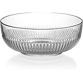 Red Co. Large Clear Glass Mixing Bowl with Ribbed Surface, for Mixing, Storage, Serving, 2.5 Quarts, 9" Dia