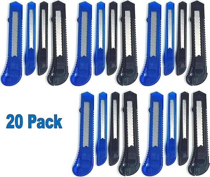 20 Assorted SnapOff Box Cutter Retractable Razor Blades with Locking Mechanism 2