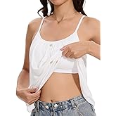 Orrpally Women Button Front Tank Built in Bra Flowy Camisole Adjustable Spaghetti Strap Tank Top