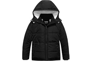 Pursky Boy's Warm Winter Coat Water Resistant Sherpa Outerwear Puffer Jackets With Removable Furry Hood