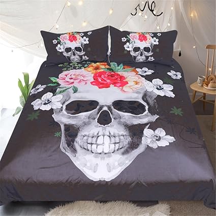 Amazon Com Sleepwish Floral Skull Bedding Black And White Skull