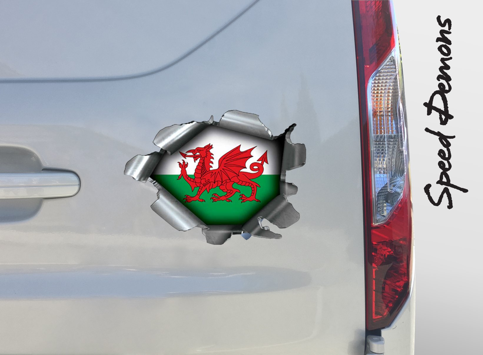 Extra Large Speed Demons Pride Burst RIP Torn Tear Sticker Graphic SELF Adhesive for Any Surface Including LAPTOPS and Cars - Wales Welsh Flag Football Rugby
