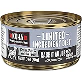 KOHA Limited Ingredient Diet Rabbit Pate Wet Cat Food, Novel Protein | 3 oz Pack of 24, grain-free, sensitive stomach, limited ingredient rabbit cat food, novel protein recipe, made in USA