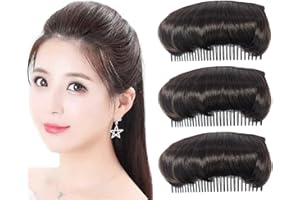 Elandy 3PCS Hair Bun Invisible False Hair Clip Bump It Up Volume Hair Base Fluffy Hair Pad Styling Insert Tool for Women Girls Dark Brown