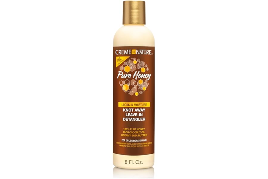 Creme of Nature Pure Honey Knot Away Leave-In Detangler, Instantly Detangles & Improves Manageability, With Coconut Oil & Shea Butter, For Dry, Dehydrated Hair, 8 oz