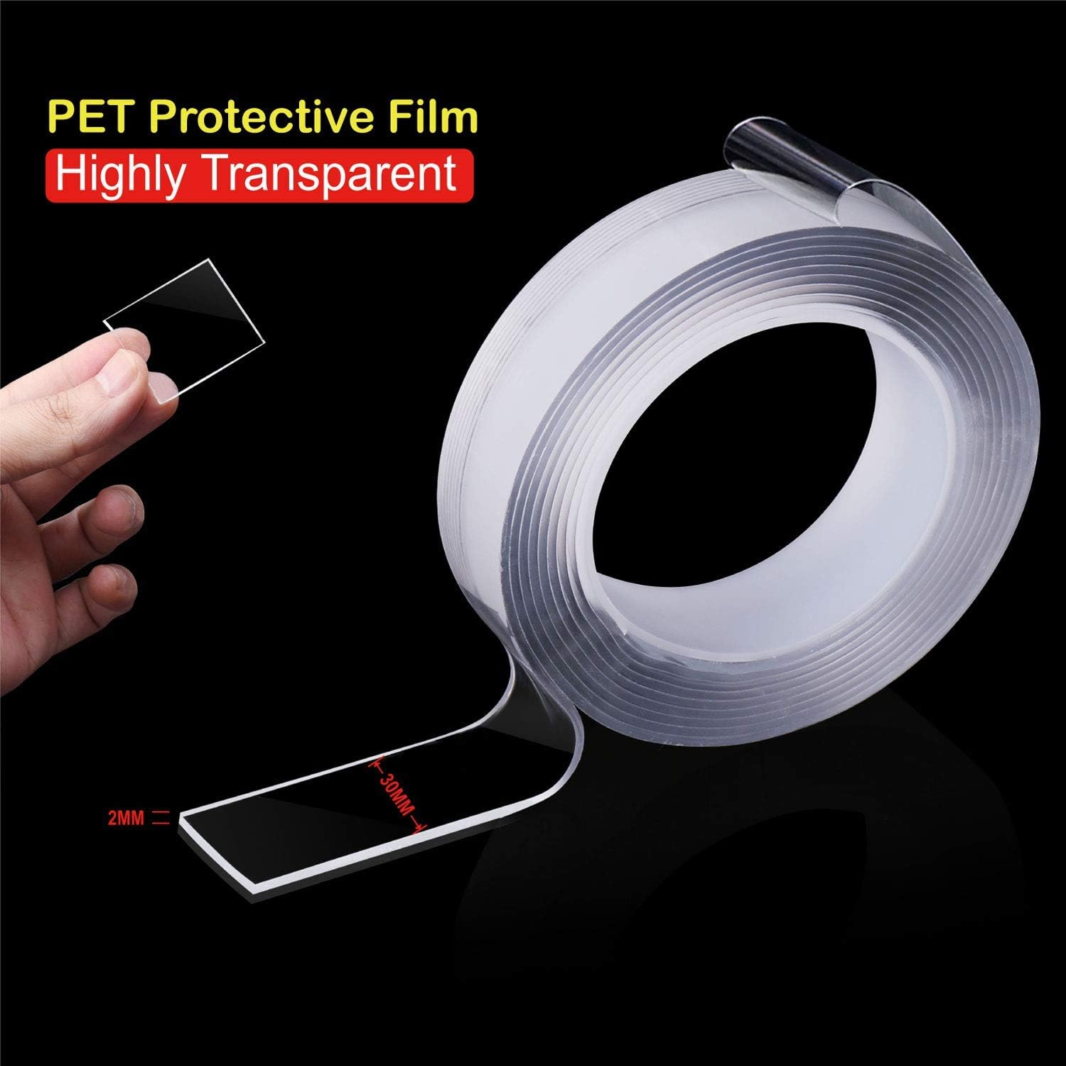 Multipurpose Double Sided Mounting Tape - Washable Traceless Clear Adhesive Tape - Household & Industrial Gel Grip Tape (16.50 FT) : Office Products